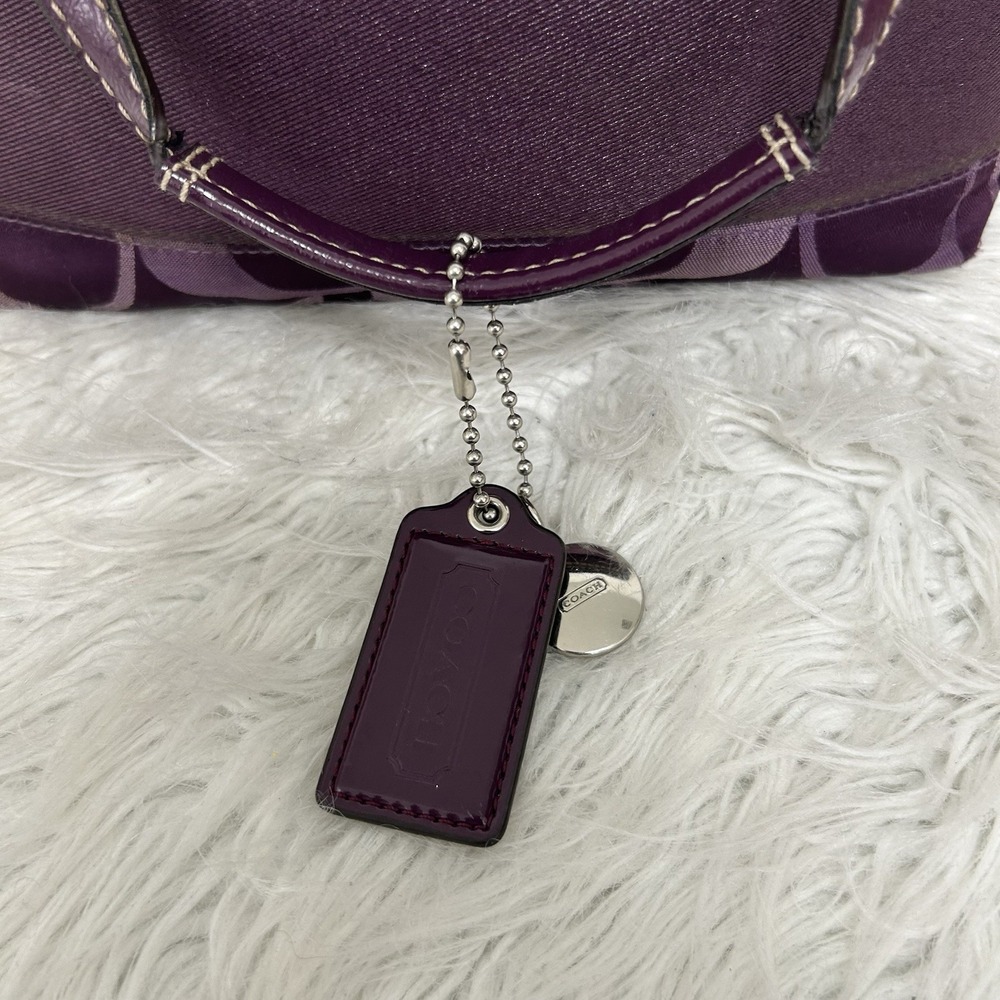 Coach 1941 est. No. 1260- F20018 Purple Canvas w/Leather trim Signature Stripe - Picture 3 of 14